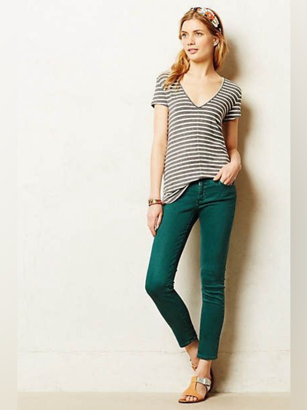 AG Adriano Goldschmeid The Stevie Ankle Slim Straight Ankle Jean in Green sz 27 - Picture 2 of 10